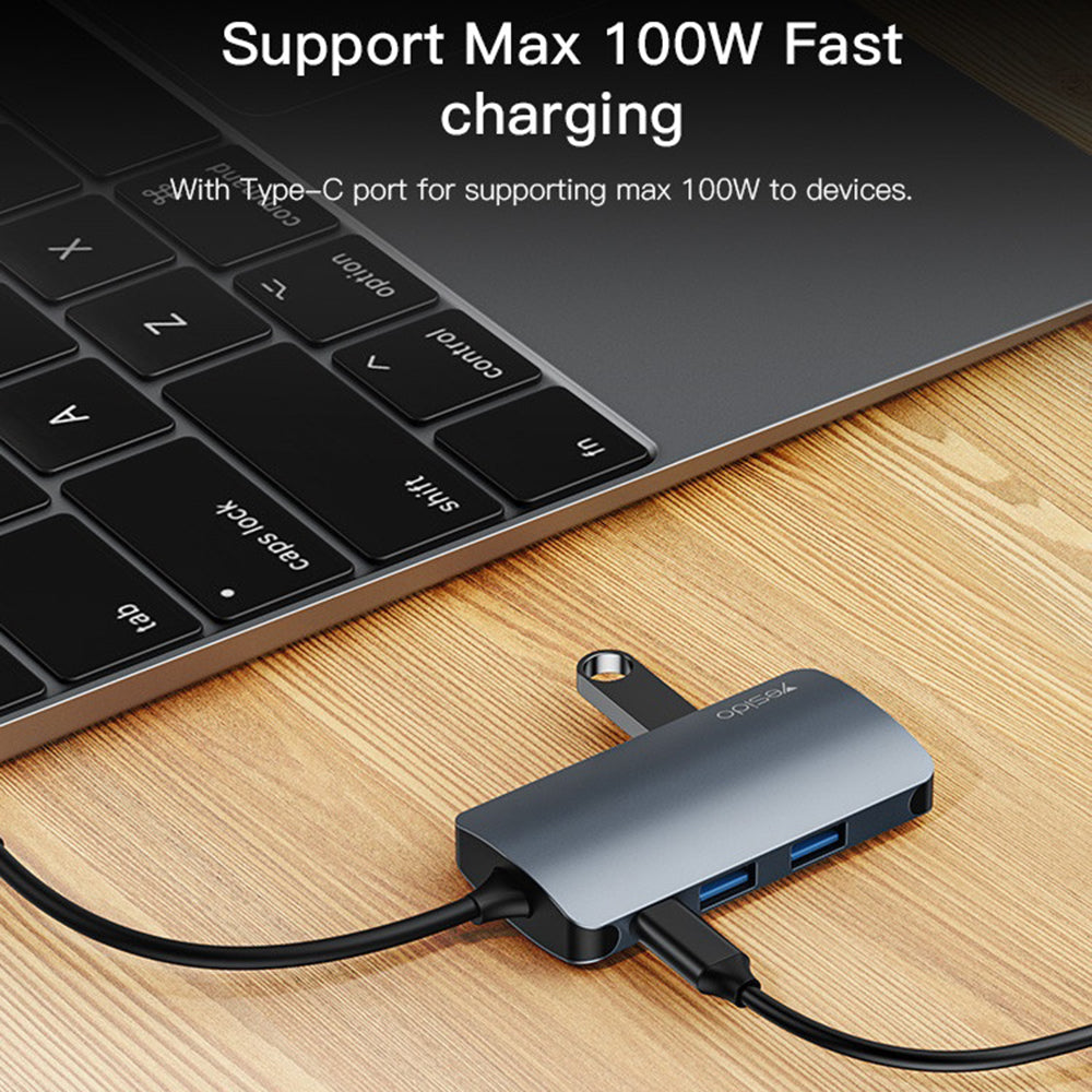Hub USB-C Yesido HB16, 7in1, Grigio