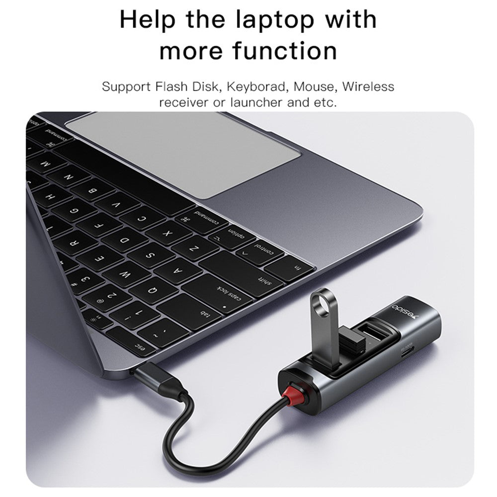 Hub USB-C Yesido HB22, 5in1, Grigio