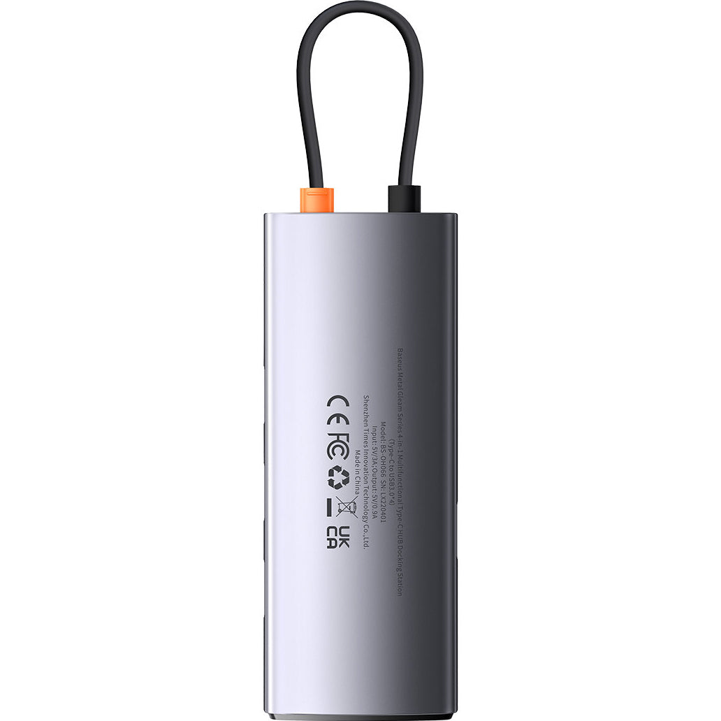 Hub USB-C Baseus Metal Gleam, 4 x USB-A 3.0, Grigio WKWG070013