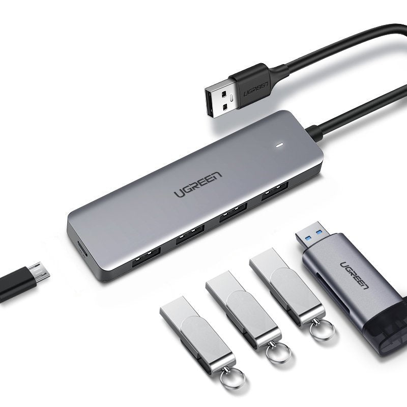 Hub USB UGREEN CM219, 4 x USB-A 3.0 - 1 x USB-C, Grigio