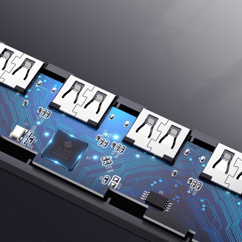 Hub USB UGREEN CM219, 4 x USB-A 3.0 - 1 x USB-C, Grigio