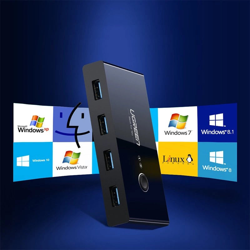 Switch USB UGREEN US216 Two Sharing Switch Box, 4 x USB-A 3.0, Nero