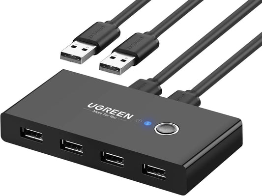 Hub USB UGREEN US216 Two Sharing Switch Box, 4 x USB-A, Noir