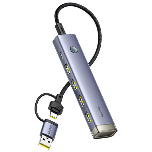 Hub USB / USB-C Baseus UltraJoy, 4 x USB-A 3.2 - 1 x USB-C, Grigio B0005280B811-15