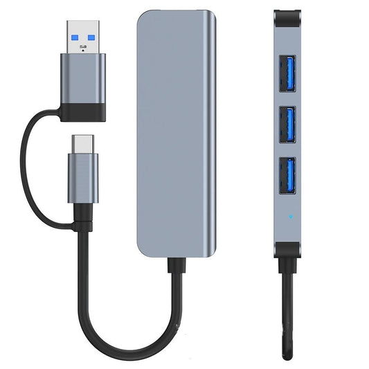 Hub USB / USB-C Techsuit H8 DataBridge, 4 en 1, Gris