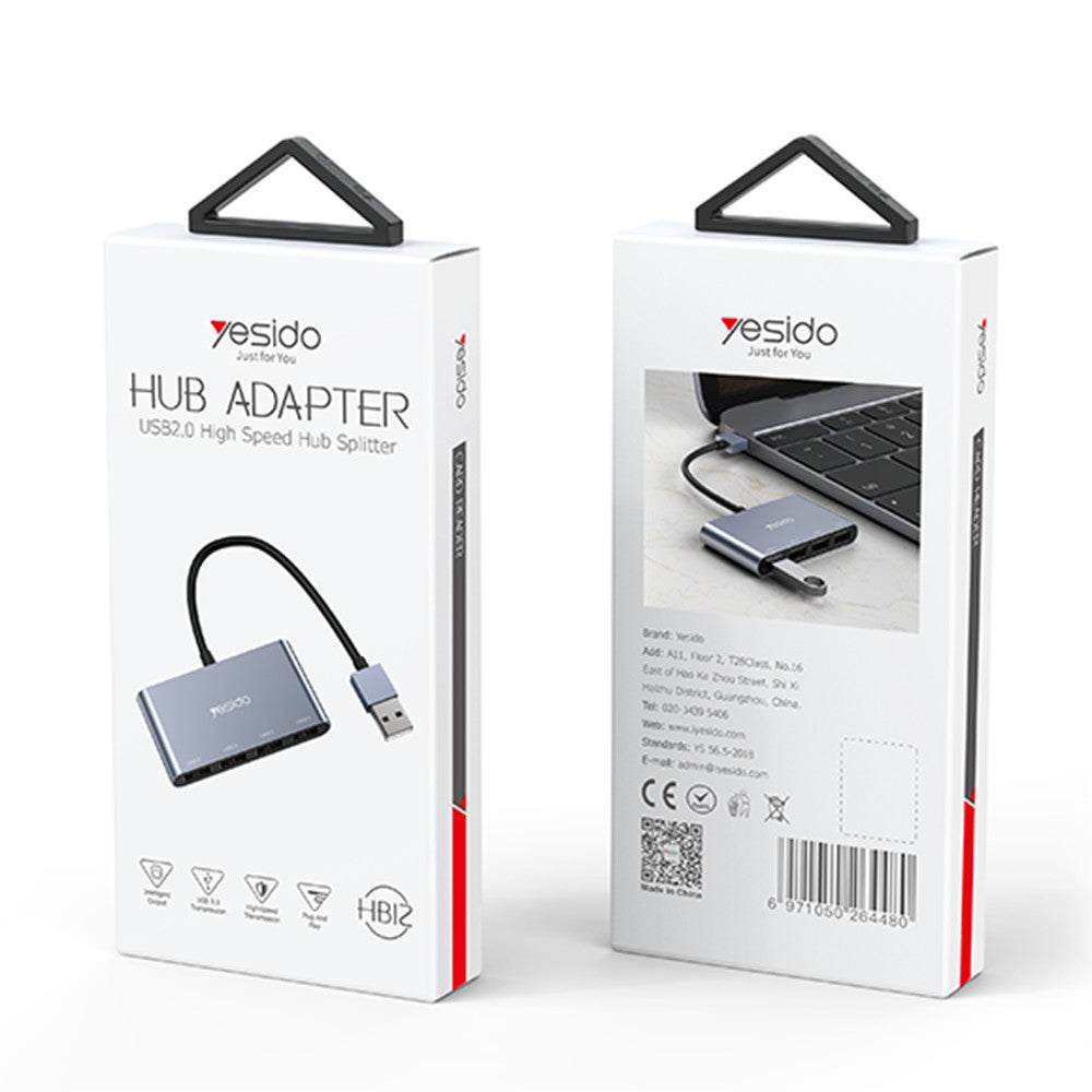 Hub USB Yesido HB12, 4en1, Gris