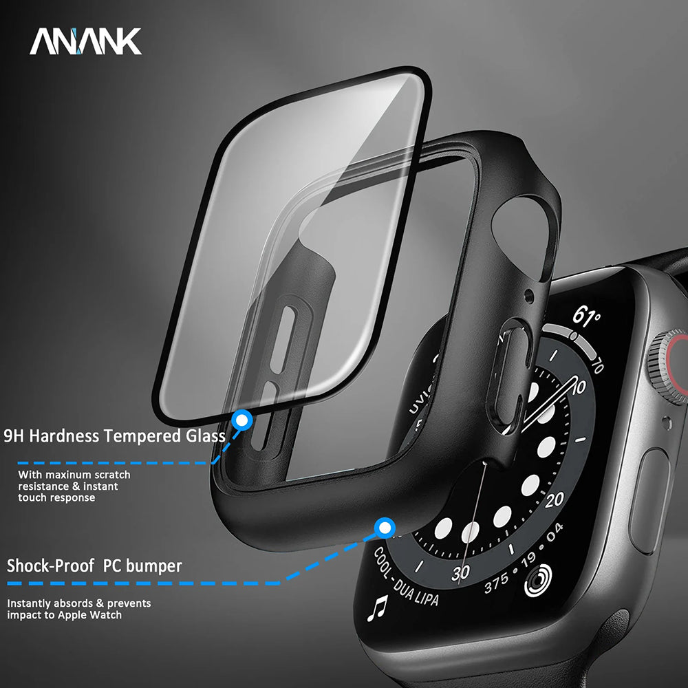 Custodia Anank Screen Guard per Apple Watch Series 7 45mm, Nera