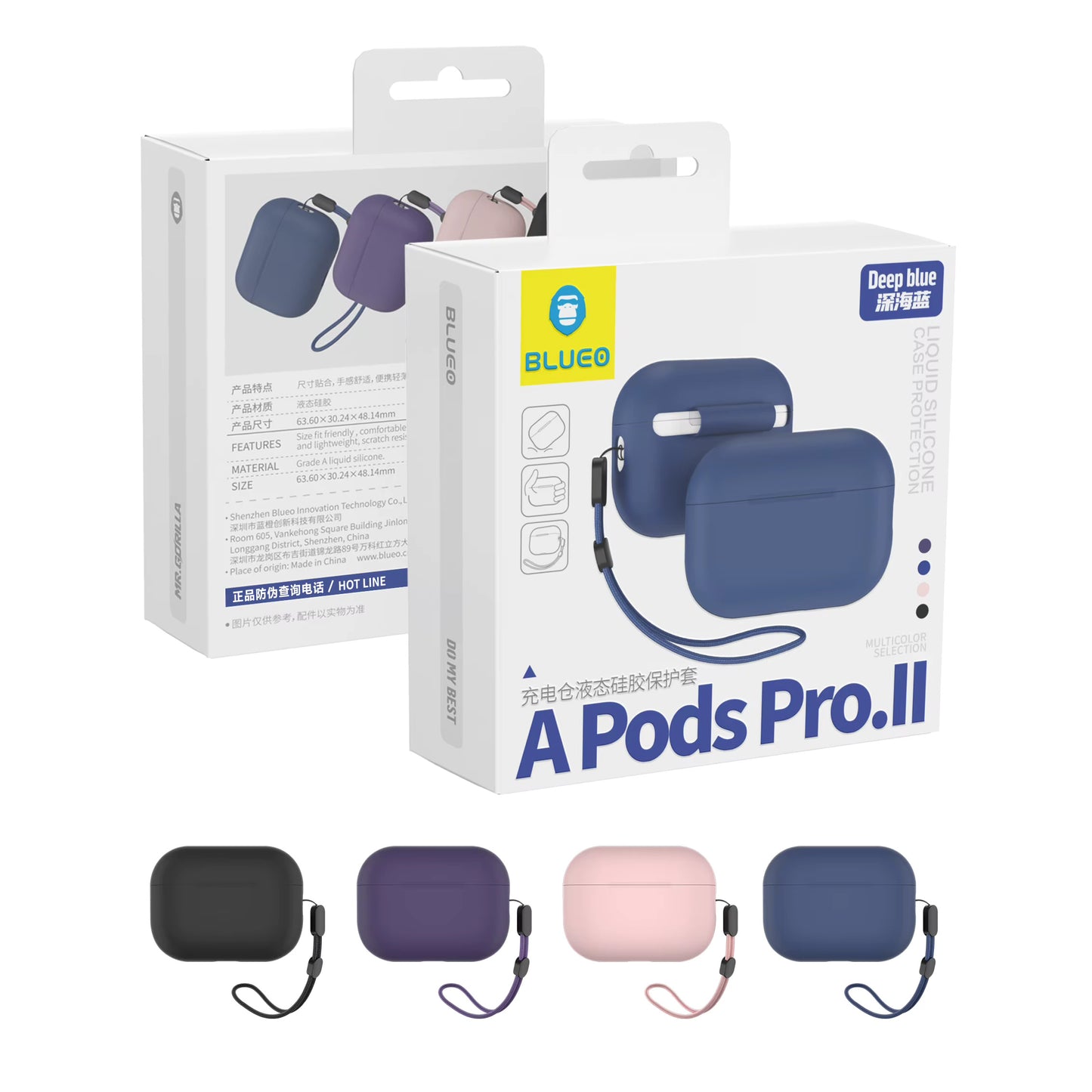 Custodia Blueo Liquid per Apple AirPods Pro 2, Blu Navy