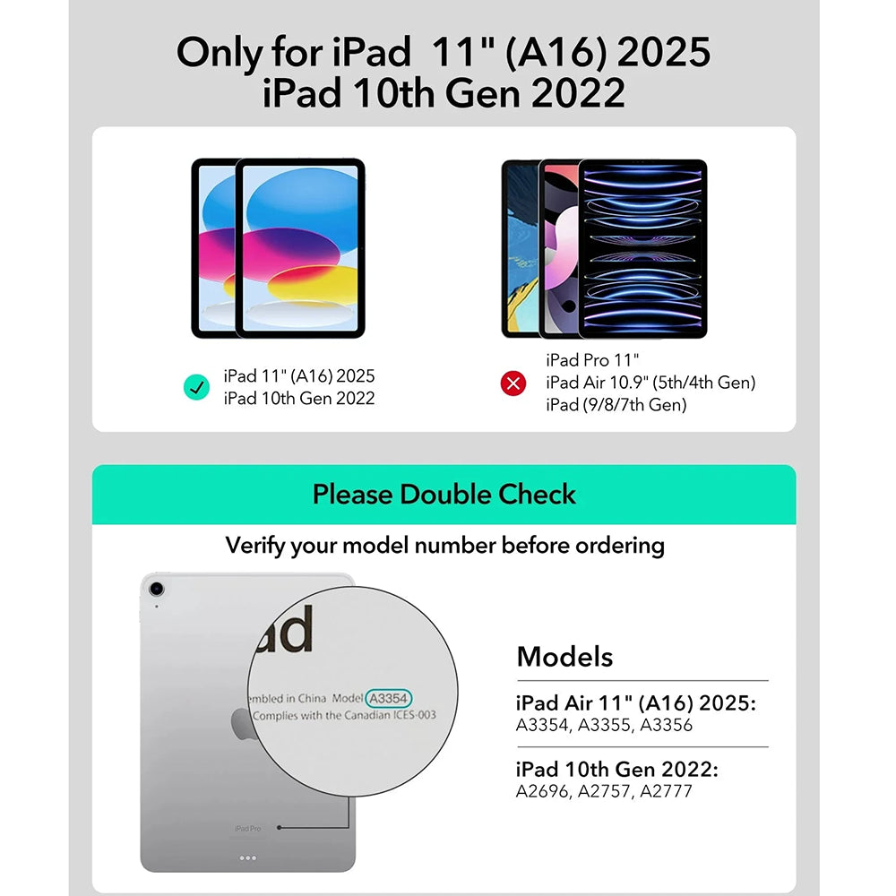 Tastaturhülle für Apple iPad (2025) / (2022), ESR, Rebound, Weiß