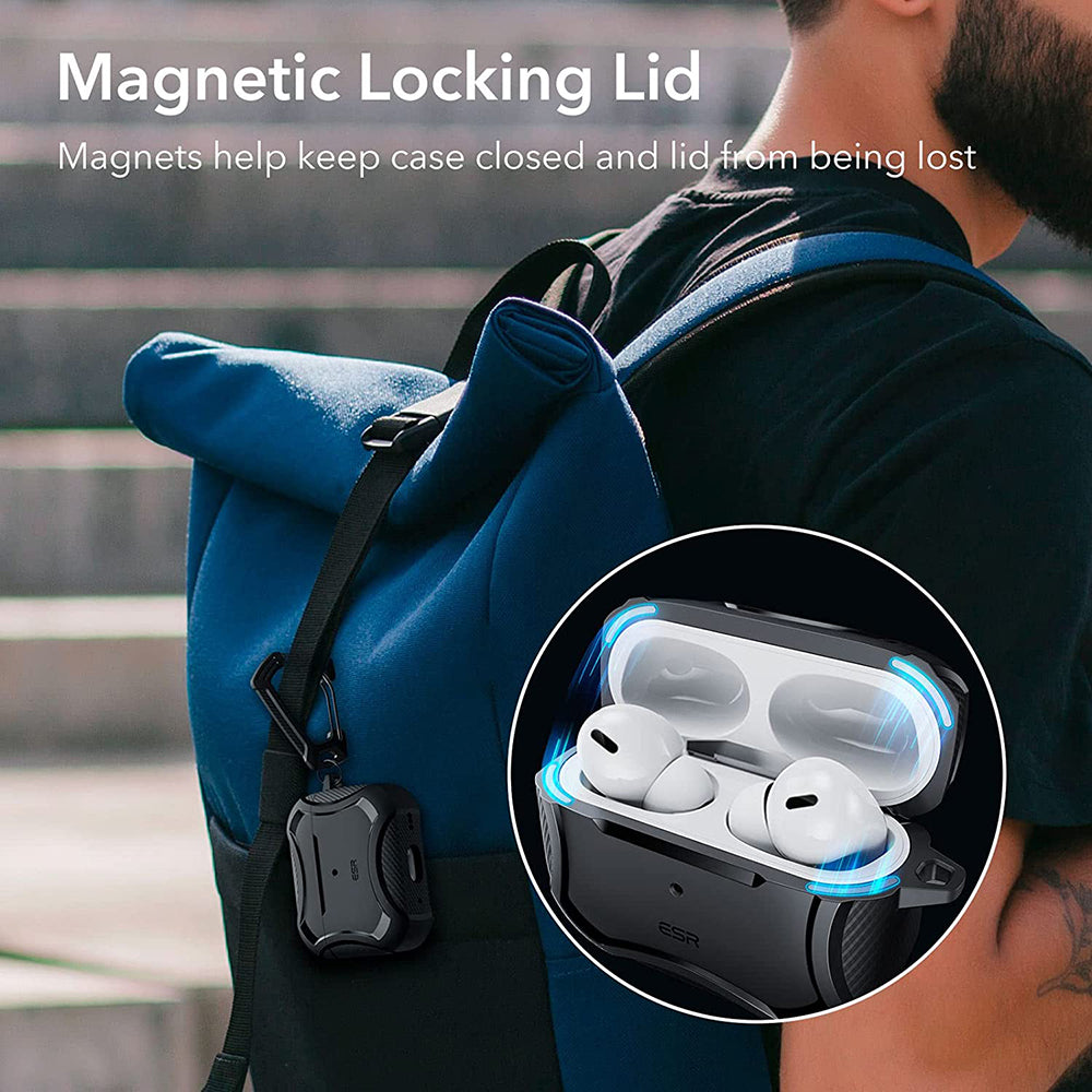 ESR Cyber Armor Tough Hülle für Apple AirPods Pro Serie, Schwarz