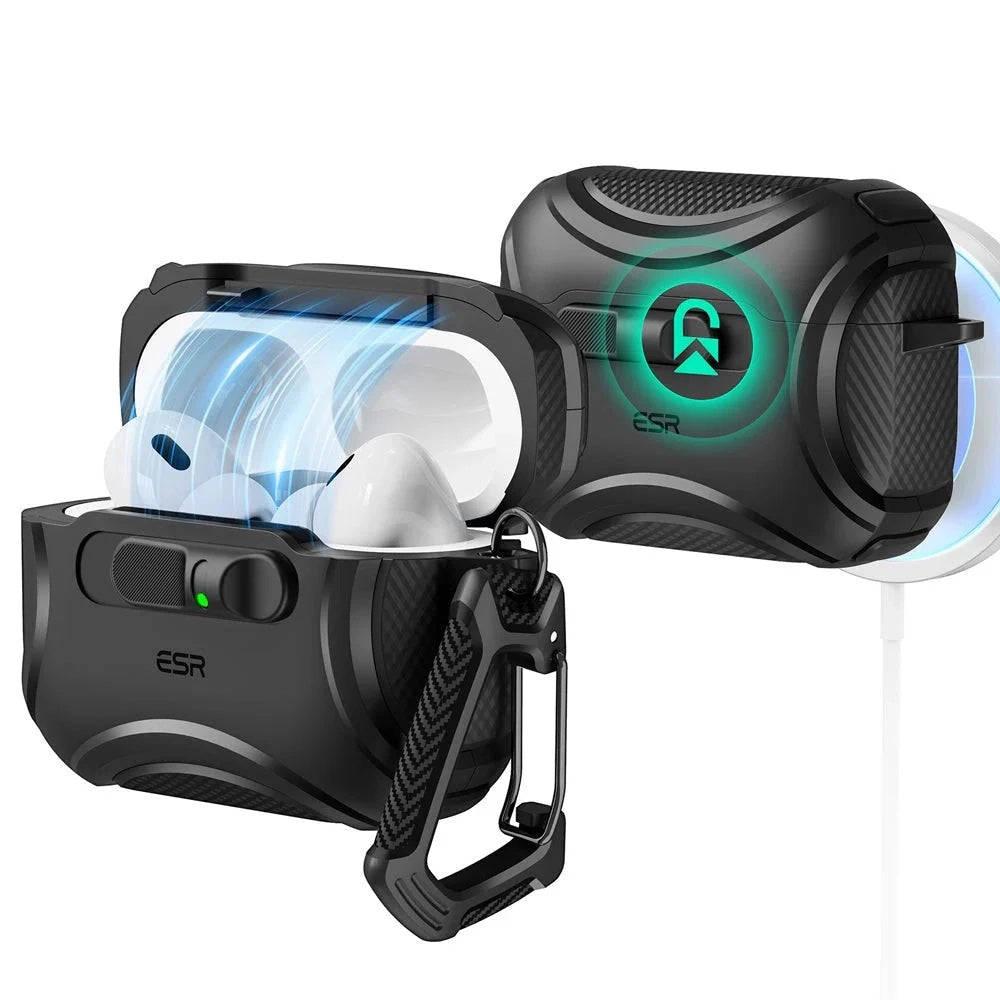 ESR Cyber FlickLock Hülle für Apple AirPods Pro 3, Schwarz