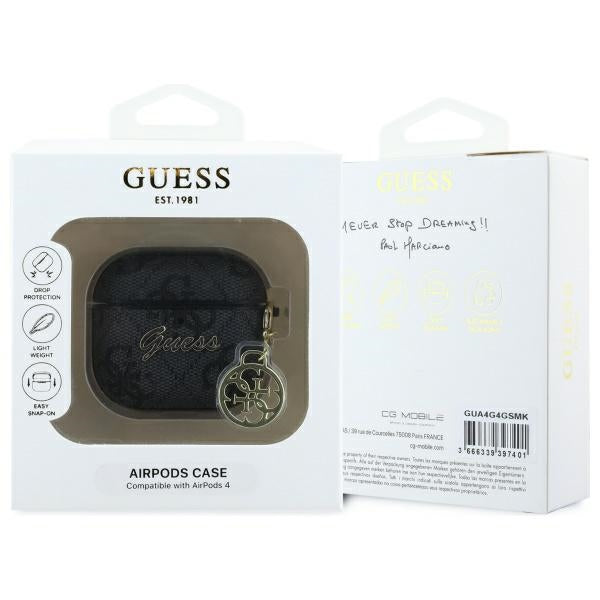 Étui Guess 4G Charm pour Apple AirPods 4, Noir