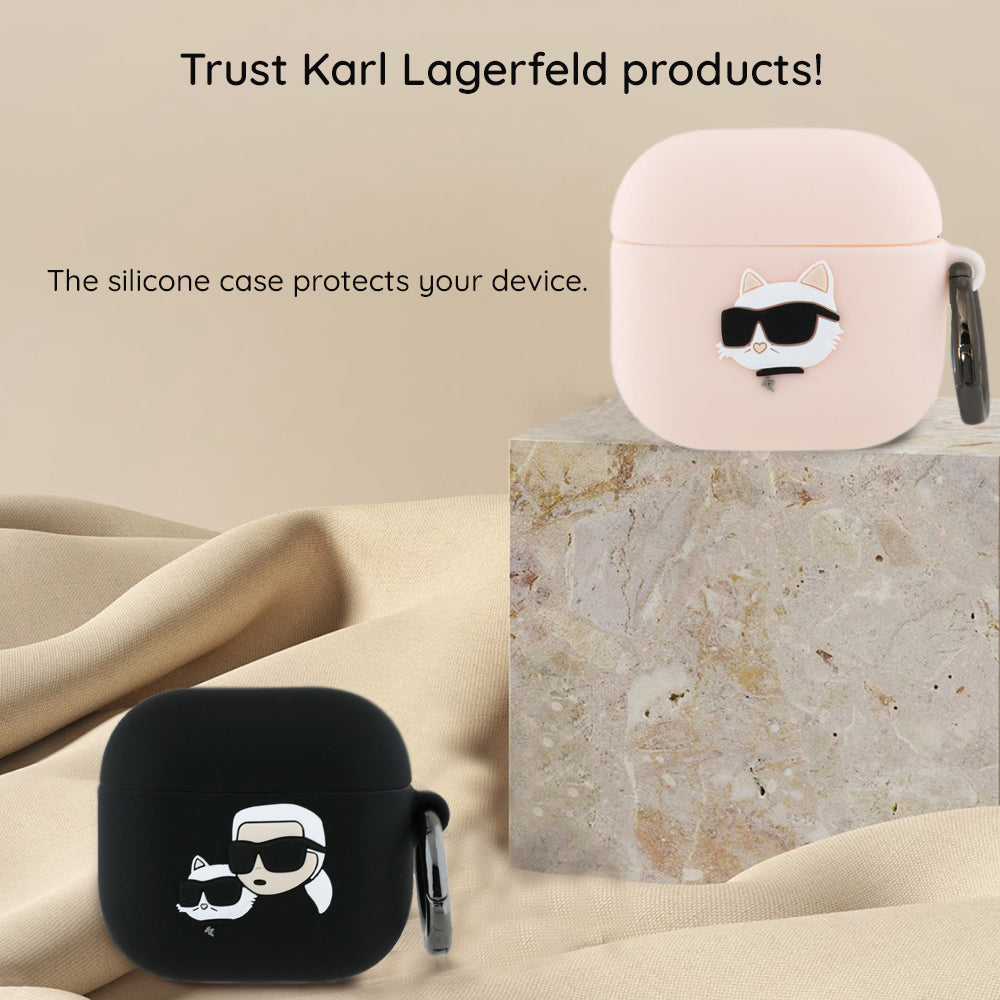 Étui Karl Lagerfeld 3D Tête de Karl pour Apple AirPods 4, Noir