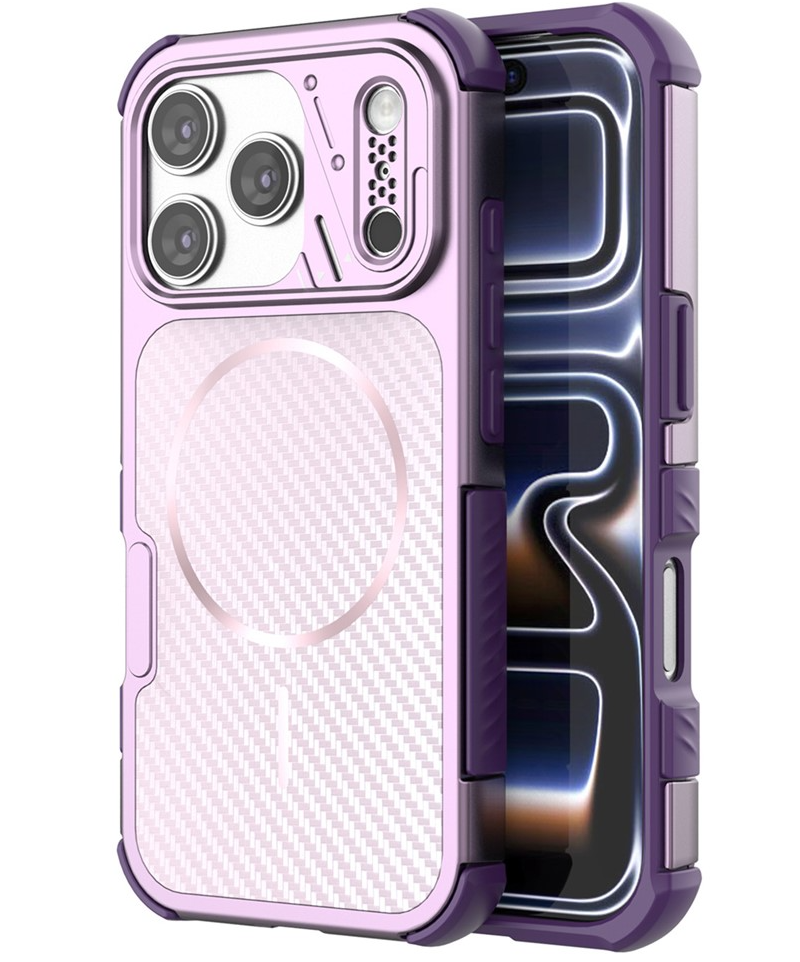 Coque MagSafe pour Apple iPhone 18 Pro Max / 17 Pro Max, OEM, Protection en carbone et aux coins, Violet