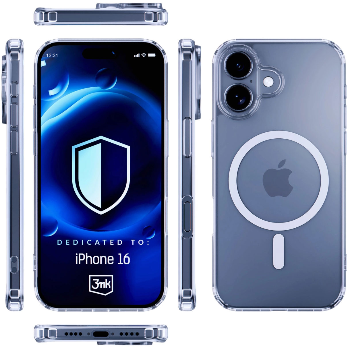 Custodia MagSafe per Apple iPhone 16 Plus, 3MK, MagCase, MagCase, Trasparente