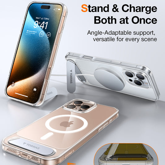 Étui MagSafe pour Apple iPhone 16 Pro, Torras, Pstand, Transparent