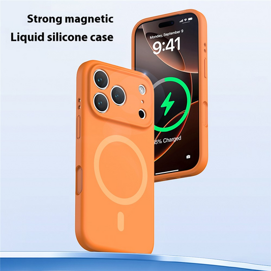 Coque MagSafe pour Apple iPhone 17 Pro, OEM, Silicone Liquide, Orange