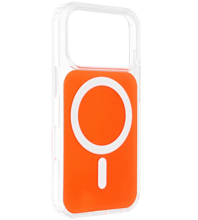 Coque MagSafe pour Apple iPhone 17e / 16e, OEM, Clear Fusion Mag Cover, Orange