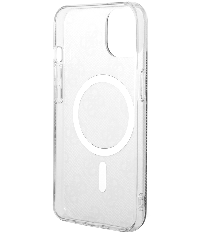 Custodia MagSafe per Apple iPhone 15, Guess, 4G IML, Nera GUHMP15SH4STK