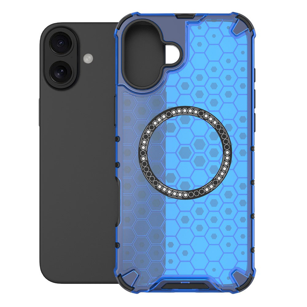 Custodia MagSafe per Apple iPhone 16, Techsuit, HoneyComb Shield, Blu