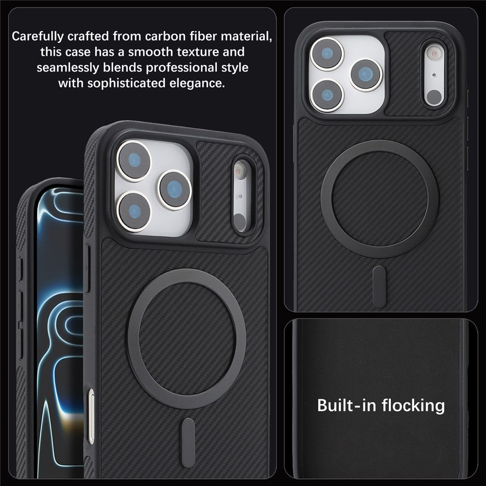 Custodia MagSafe per Apple iPhone 17 Pro, OEM, Anello in Metallo Carbonio, Nera