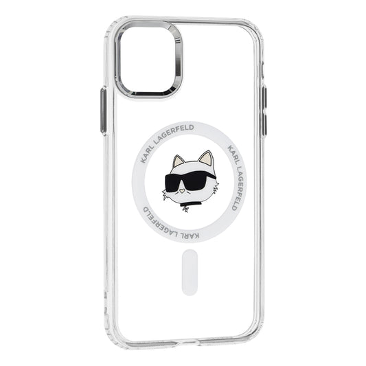 Custodia MagSafe per Apple iPhone 11, Karl Lagerfeld, IML Metal Choupette's Head, Bianca