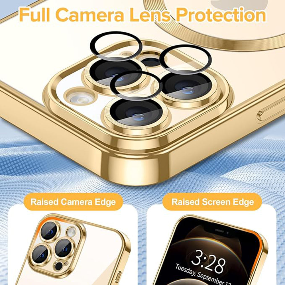 Custodia MagSafe per Apple iPhone 12 Pro Max, Techsuit, Luxury Crystal, Dorata