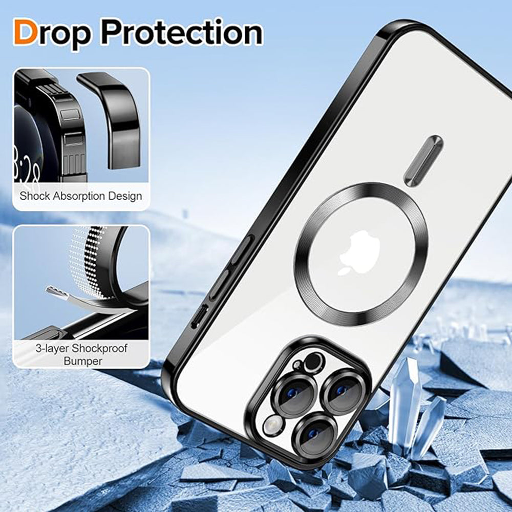 Custodia MagSafe per Apple iPhone 12 Pro Max, Techsuit, Luxury Crystal, Nera