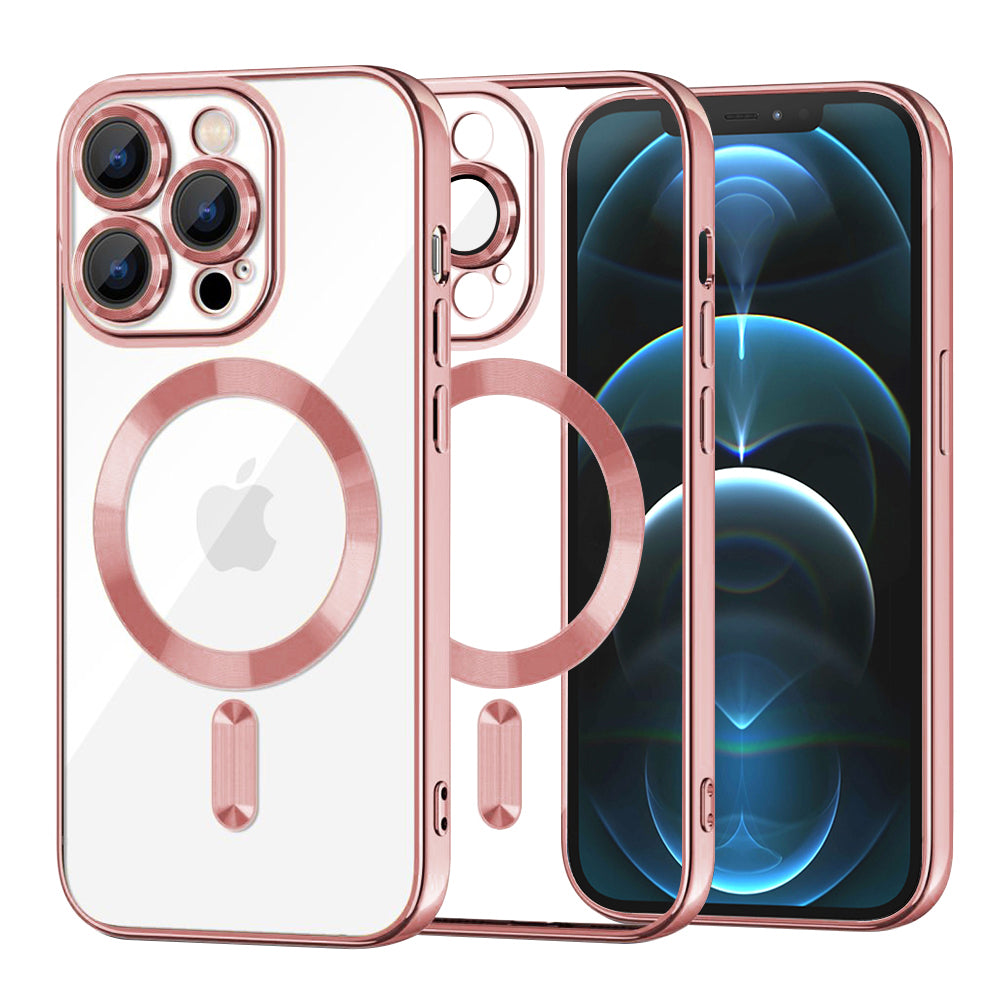 Custodia MagSafe per Apple iPhone 12 Pro Max, Techsuit, Luxury Crystal, Rosa