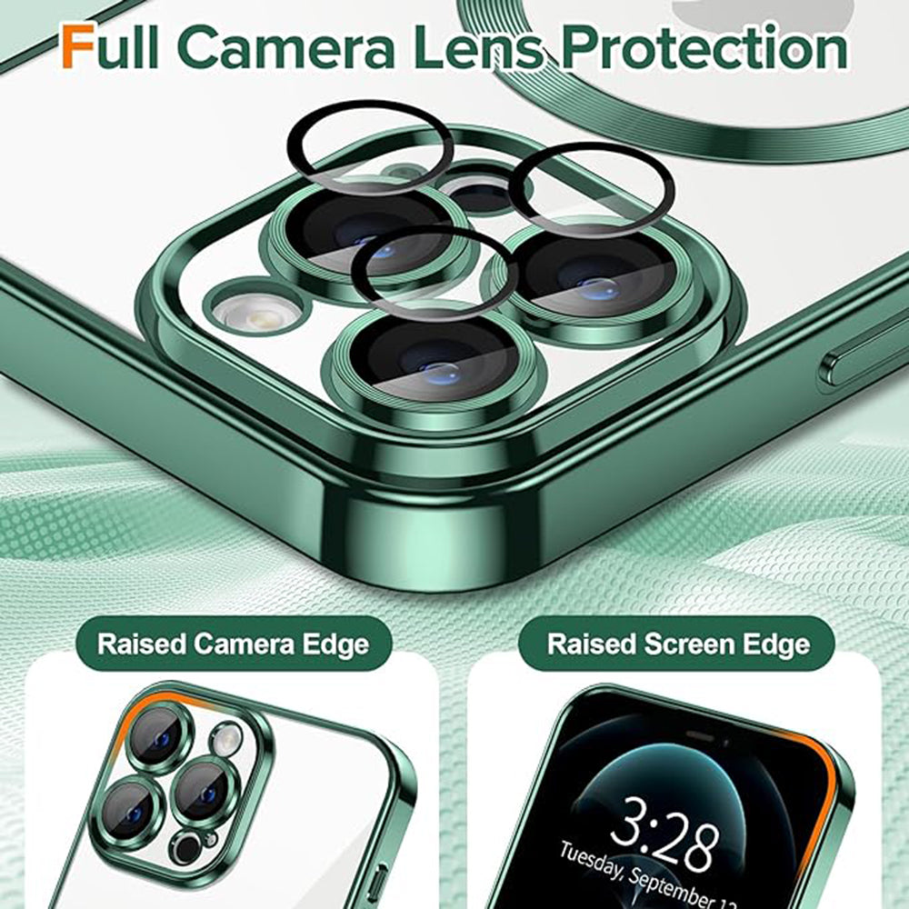 Custodia MagSafe per Apple iPhone 12 Pro Max, Techsuit, Luxury Crystal, Verde Scuro