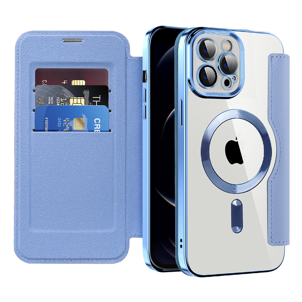 Custodia MagSafe per Apple iPhone 12 Pro Max, Techsuit, SmartMag Book, Blu