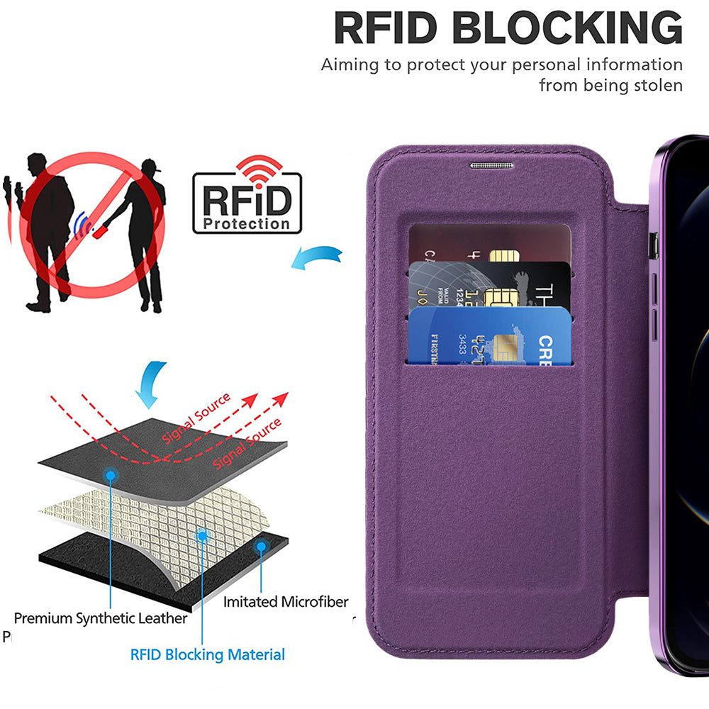 Coque MagSafe pour Apple iPhone 12 Pro Max, Techsuit, SmartMag Book, Violet