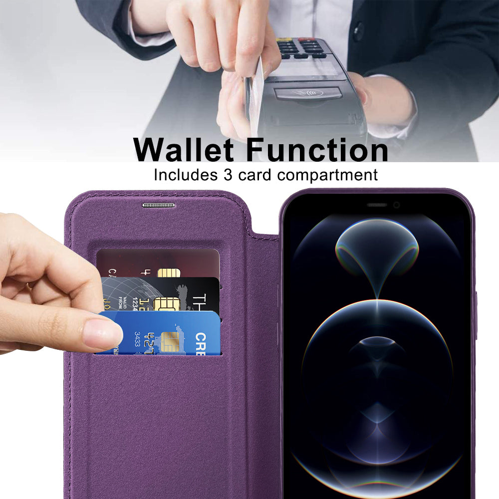Coque MagSafe pour Apple iPhone 12 Pro Max, Techsuit, SmartMag Book, Violet