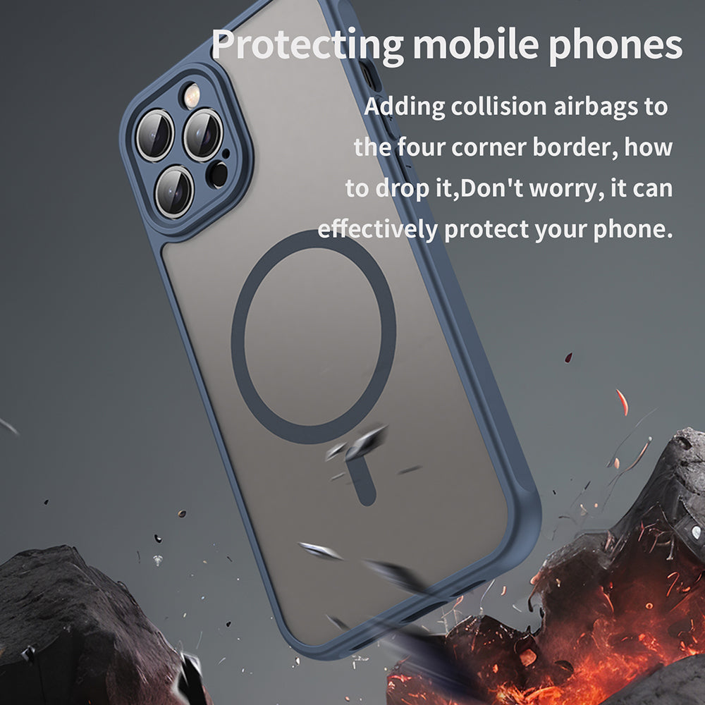 Coque MagSafe pour Apple iPhone 12 Pro, Techsuit, HaloFrost II, Bleu marine