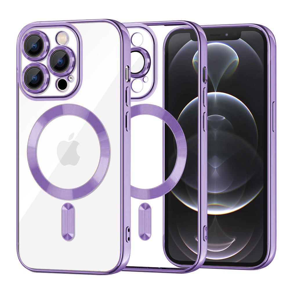 Custodia MagSafe per Apple iPhone 12 Pro, Techsuit, Luxury Crystal, Viola Chiaro