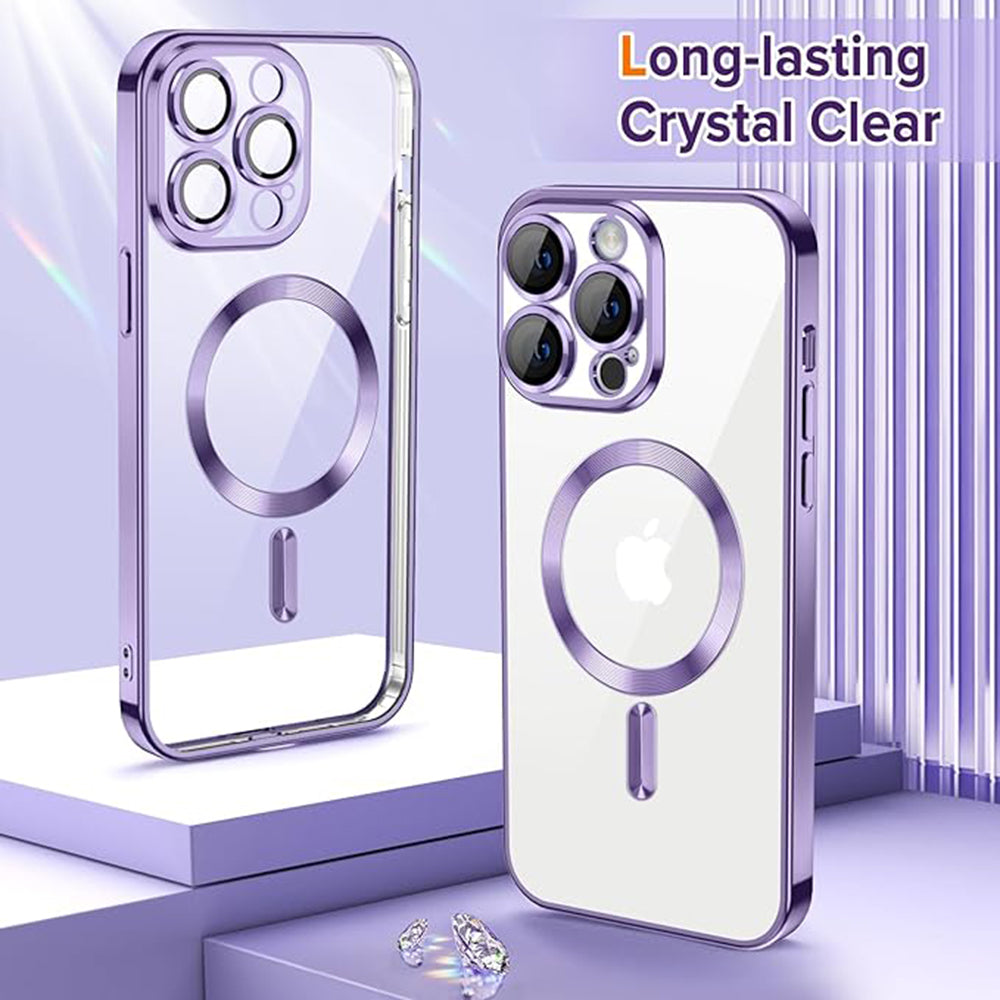 Custodia MagSafe per Apple iPhone 12 Pro, Techsuit, Luxury Crystal, Viola Chiaro