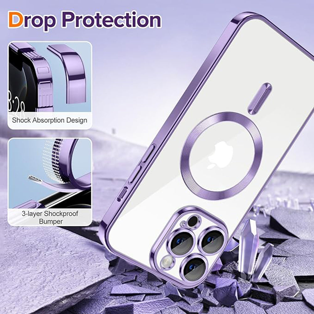 Custodia MagSafe per Apple iPhone 12 Pro, Techsuit, Luxury Crystal, Viola Chiaro