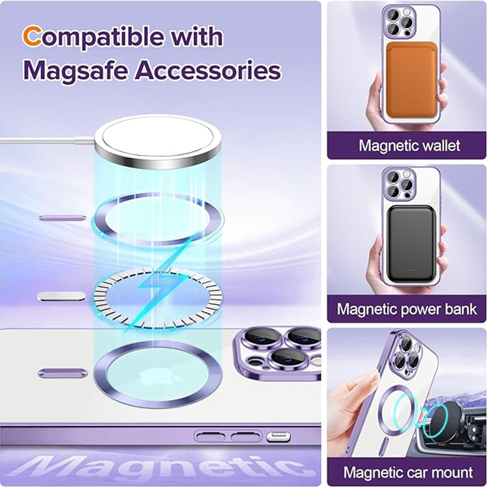 Custodia MagSafe per Apple iPhone 12 Pro, Techsuit, Luxury Crystal, Viola Chiaro