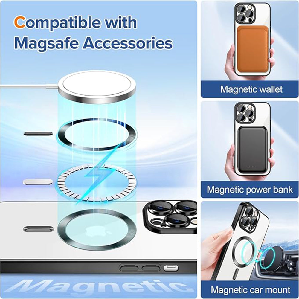 Custodia MagSafe per Apple iPhone 12 Pro, Techsuit, Luxury Crystal, Nera