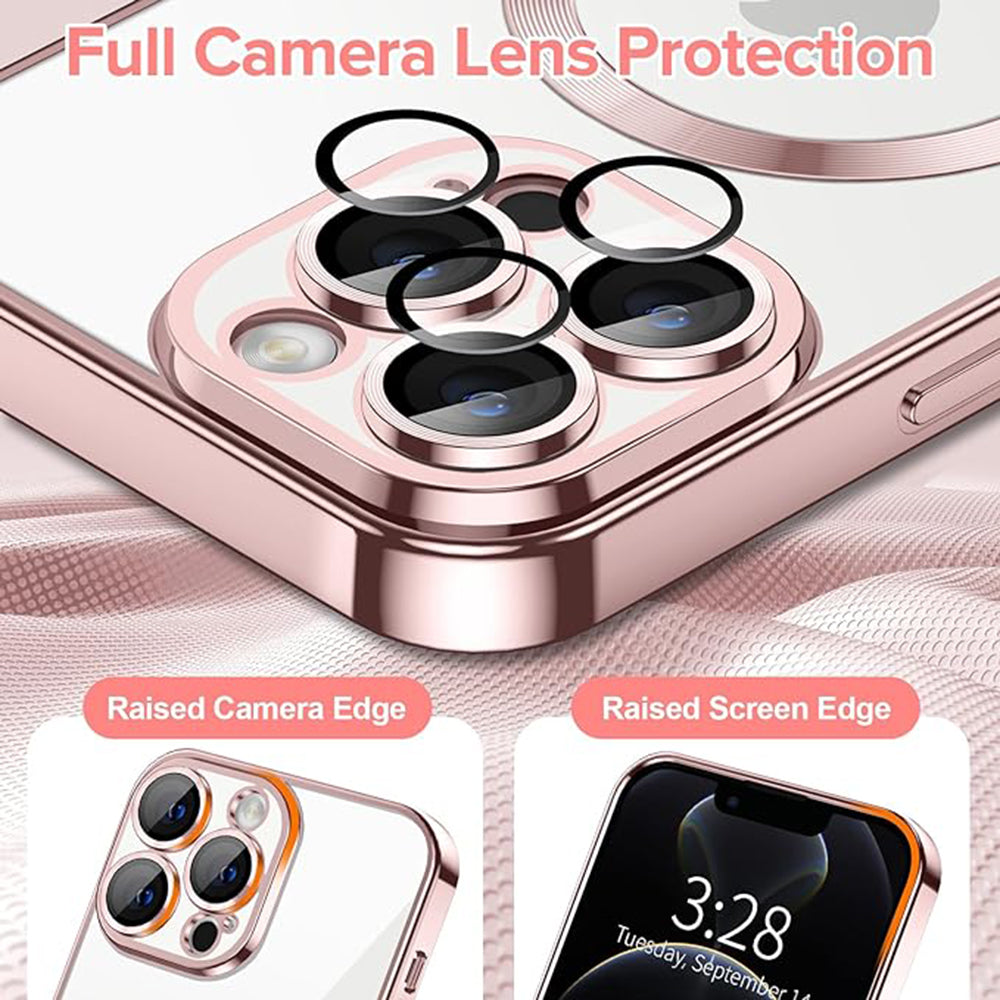 Custodia MagSafe per Apple iPhone 12 Pro, Techsuit, Luxury Crystal, Rosa