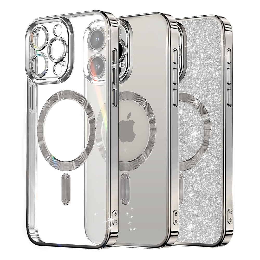 Coque MagSafe pour Apple iPhone 12 Pro, Techsuit, Luxury Glitter, Argentée