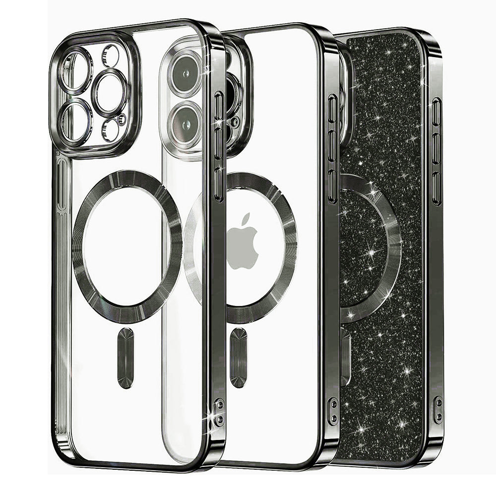 Custodia MagSafe per Apple iPhone 12 Pro, Techsuit, Luxury Glitter, Nera