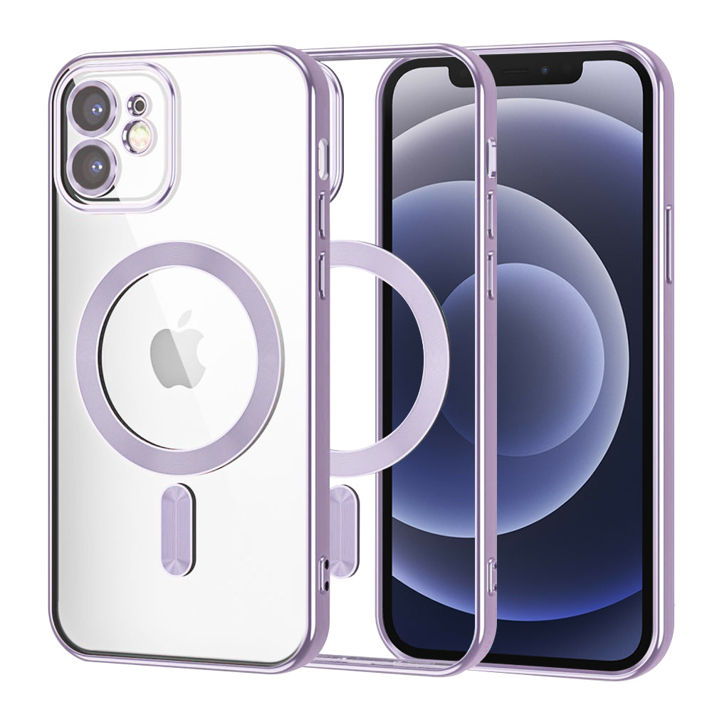 Custodia MagSafe per Apple iPhone 12, Techsuit, Luxury Crystal, Viola Chiaro
