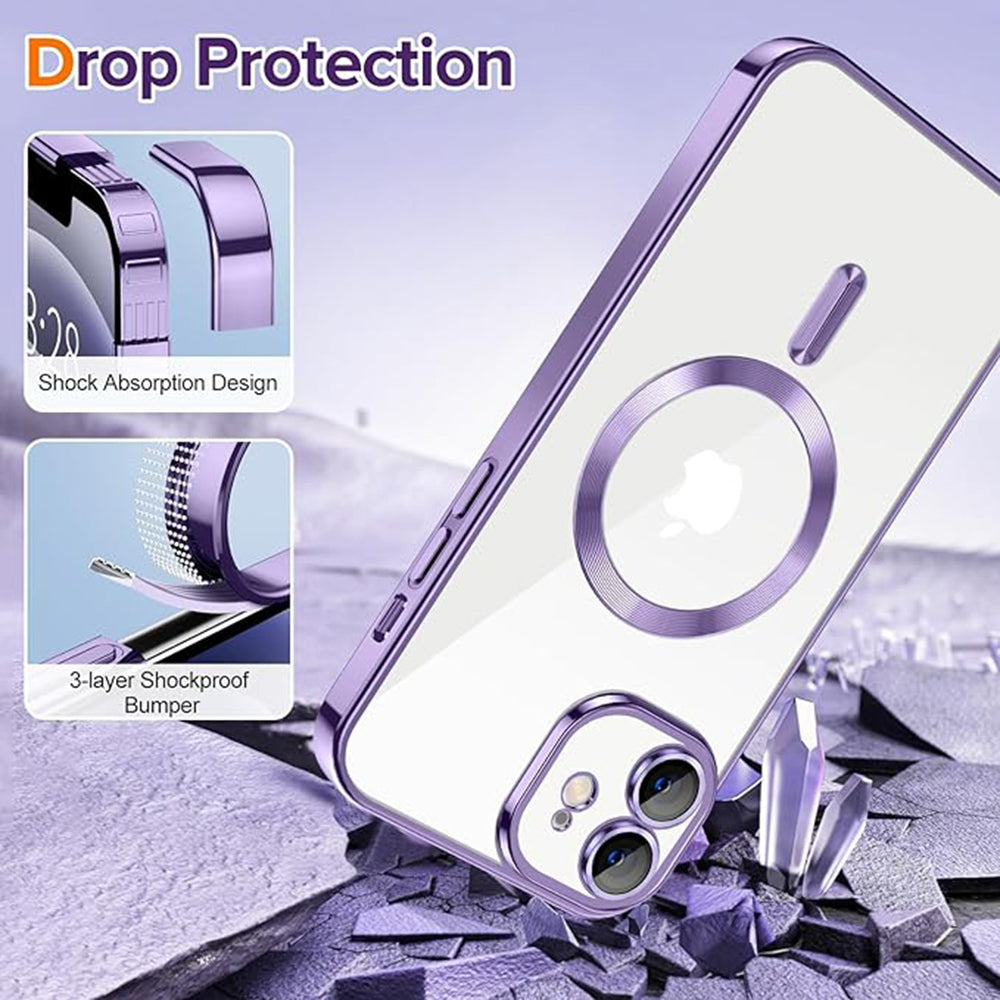 Custodia MagSafe per Apple iPhone 12, Techsuit, Luxury Crystal, Viola Chiaro