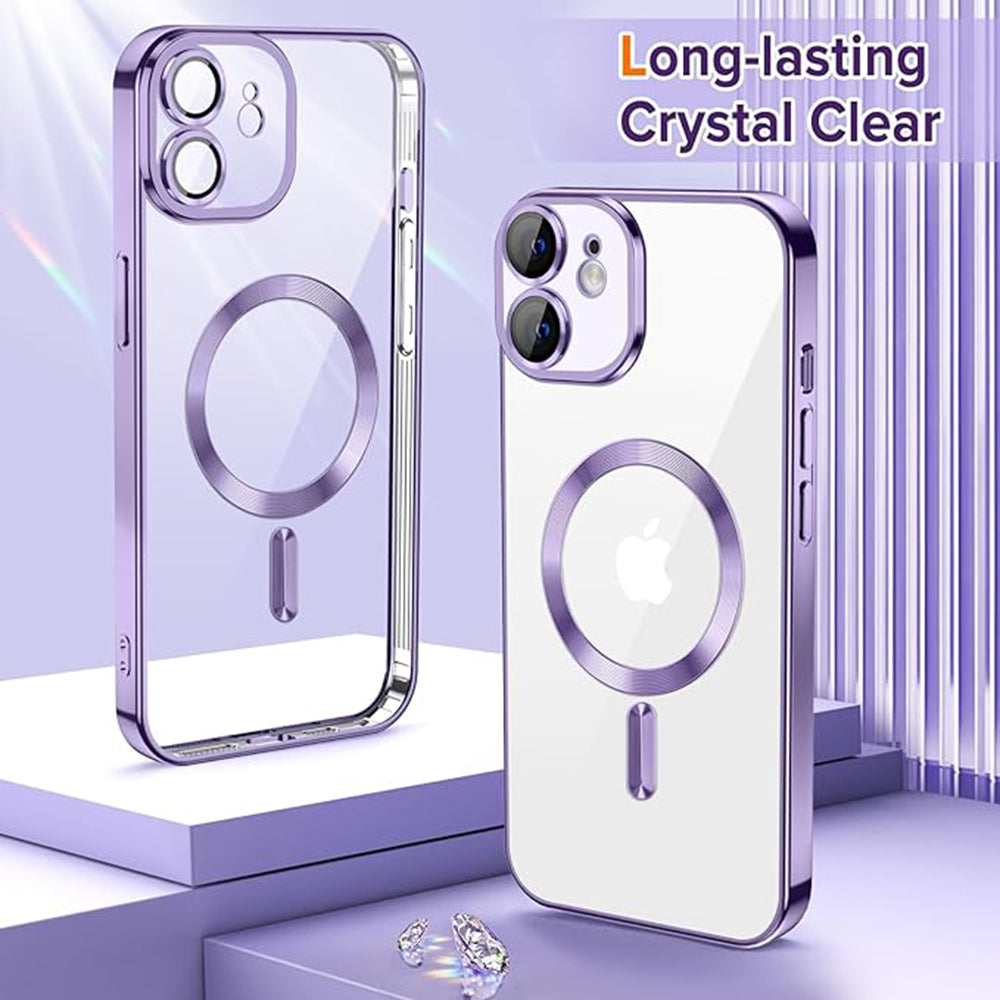 Custodia MagSafe per Apple iPhone 12, Techsuit, Luxury Crystal, Viola Chiaro
