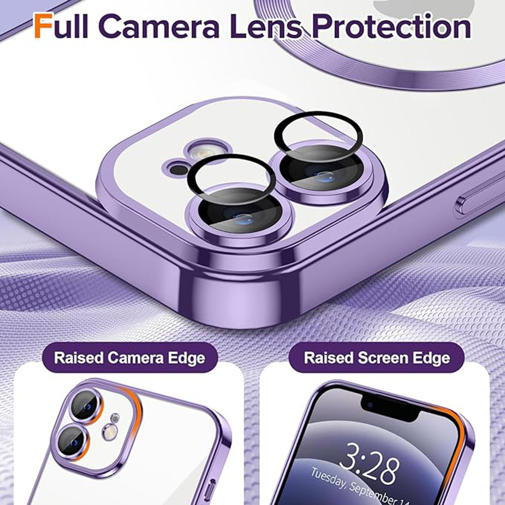 Custodia MagSafe per Apple iPhone 12, Techsuit, Luxury Crystal, Viola Chiaro