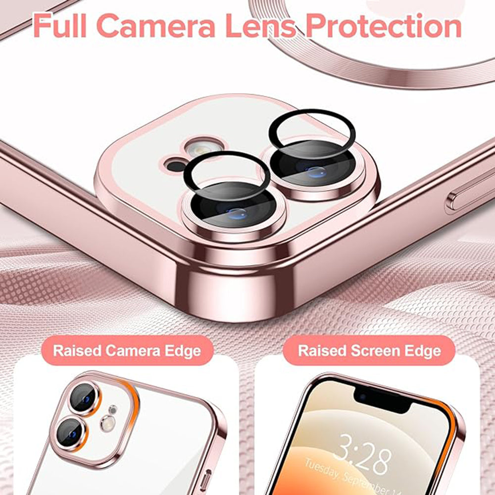 Custodia MagSafe per Apple iPhone 12, Techsuit, Luxury Crystal, Rosa