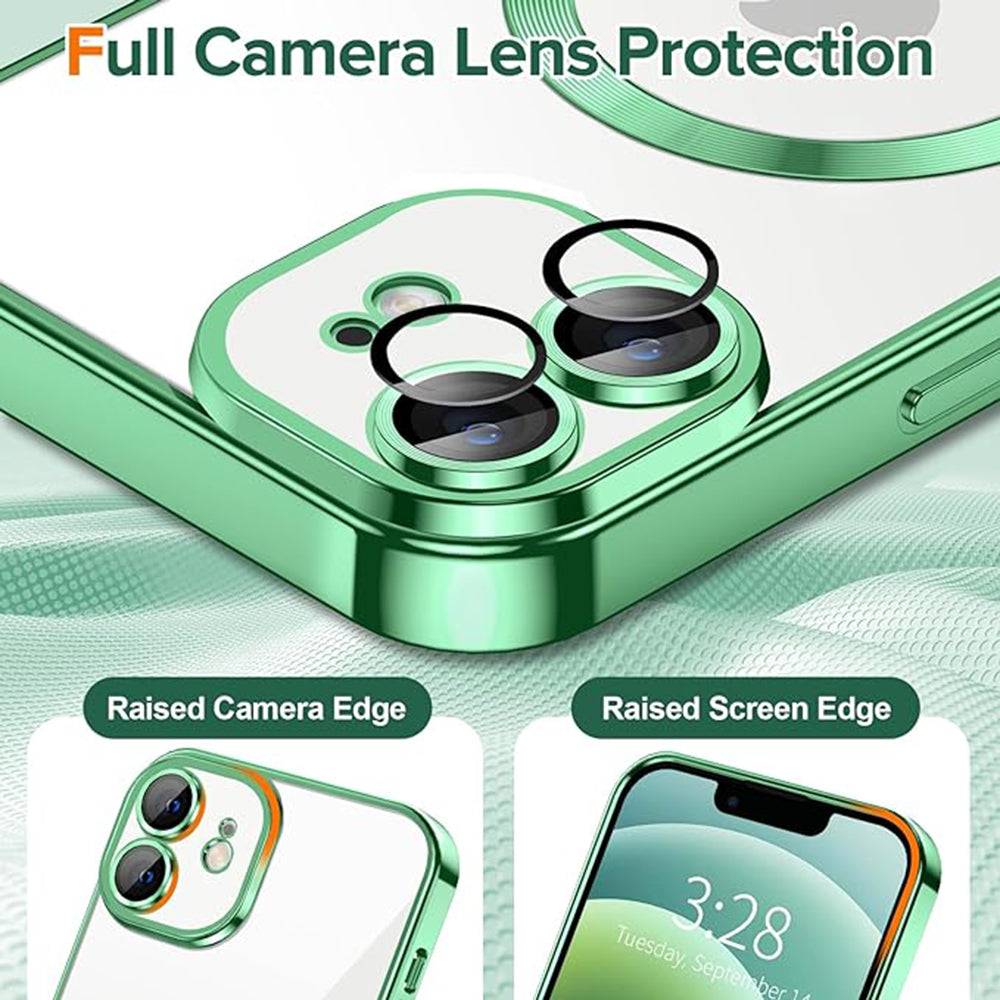 Coque MagSafe pour Apple iPhone 12, Techsuit, Luxury Crystal, Vert Clair