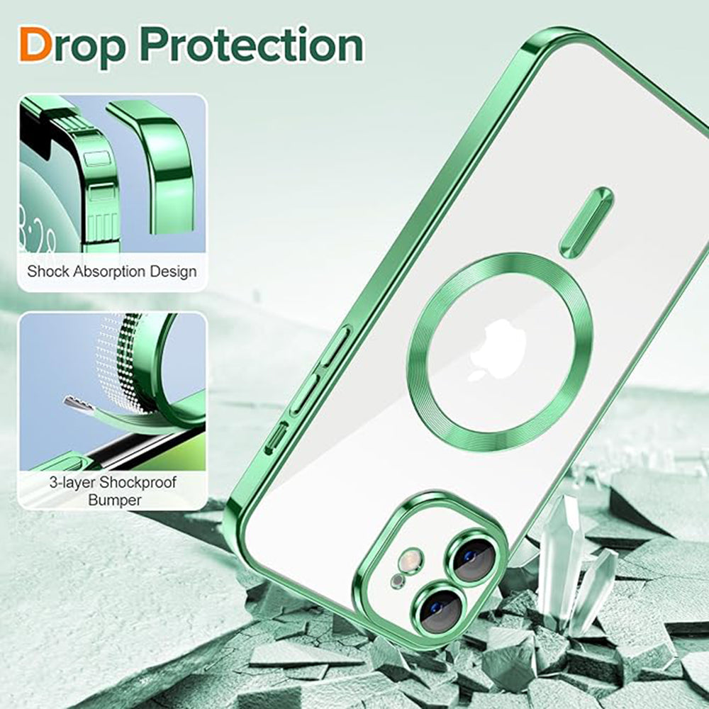 Coque MagSafe pour Apple iPhone 12, Techsuit, Luxury Crystal, Vert Clair
