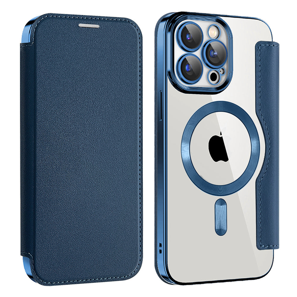 Custodia MagSafe per Apple iPhone 13 Pro Max, Techsuit, SmartMag Book, Blu